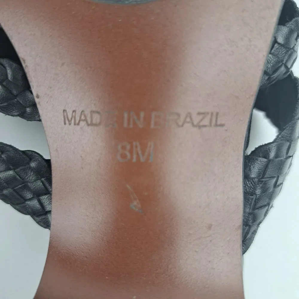 Coldwater Creek Black Leather Braided Moc Croc Mules Size 8 - Picture 13 of 15